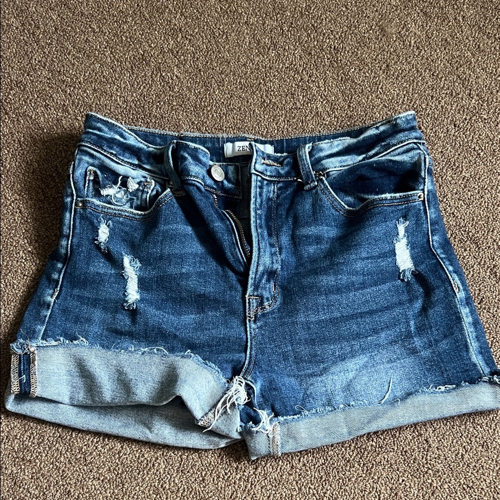 ZENANA Women's Distressed Blue Jean Shorts